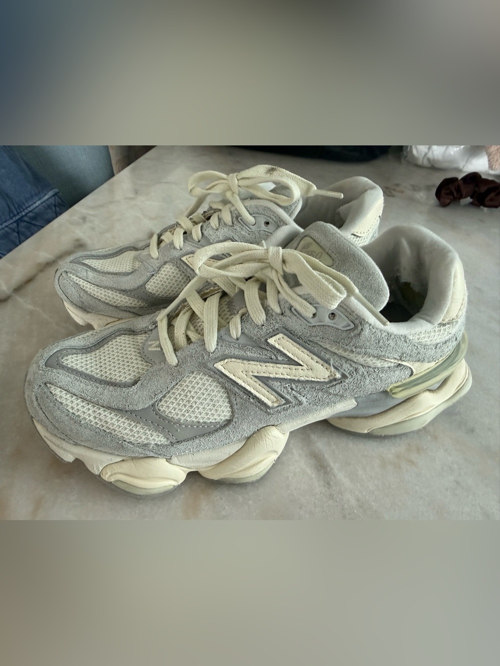 New Balance 9060 - Grey/Cream colour Dad Sneakers - Picture 3 of 9